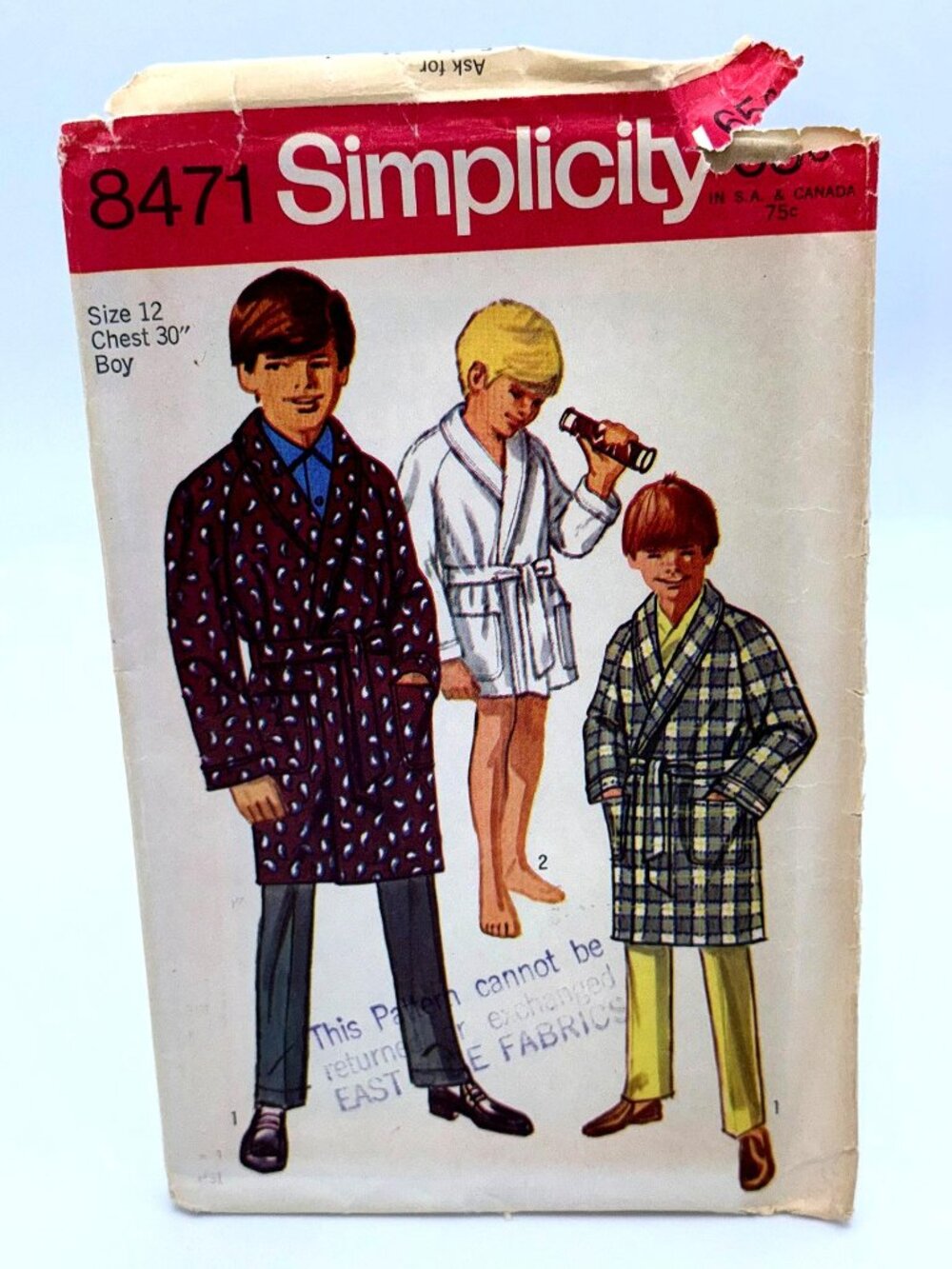 Vintage Simplicity 8471 Boys Robe Sewing Pattern Size 12